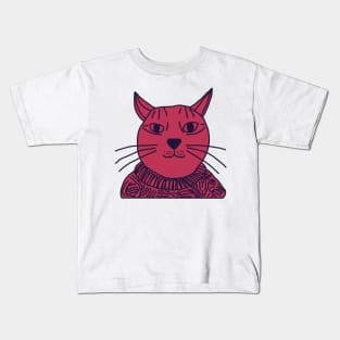 Viva Magenta Color of the Year 2023 Sweater Cat Portrait Kids T-Shirt